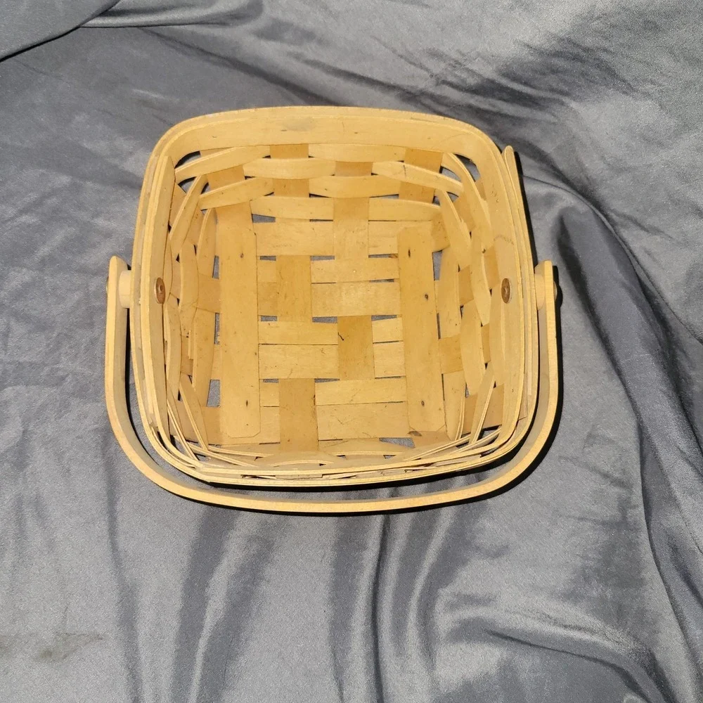 Longaberger Handwoven Wood Square Basket with Hinged Handle 2001 Small 6